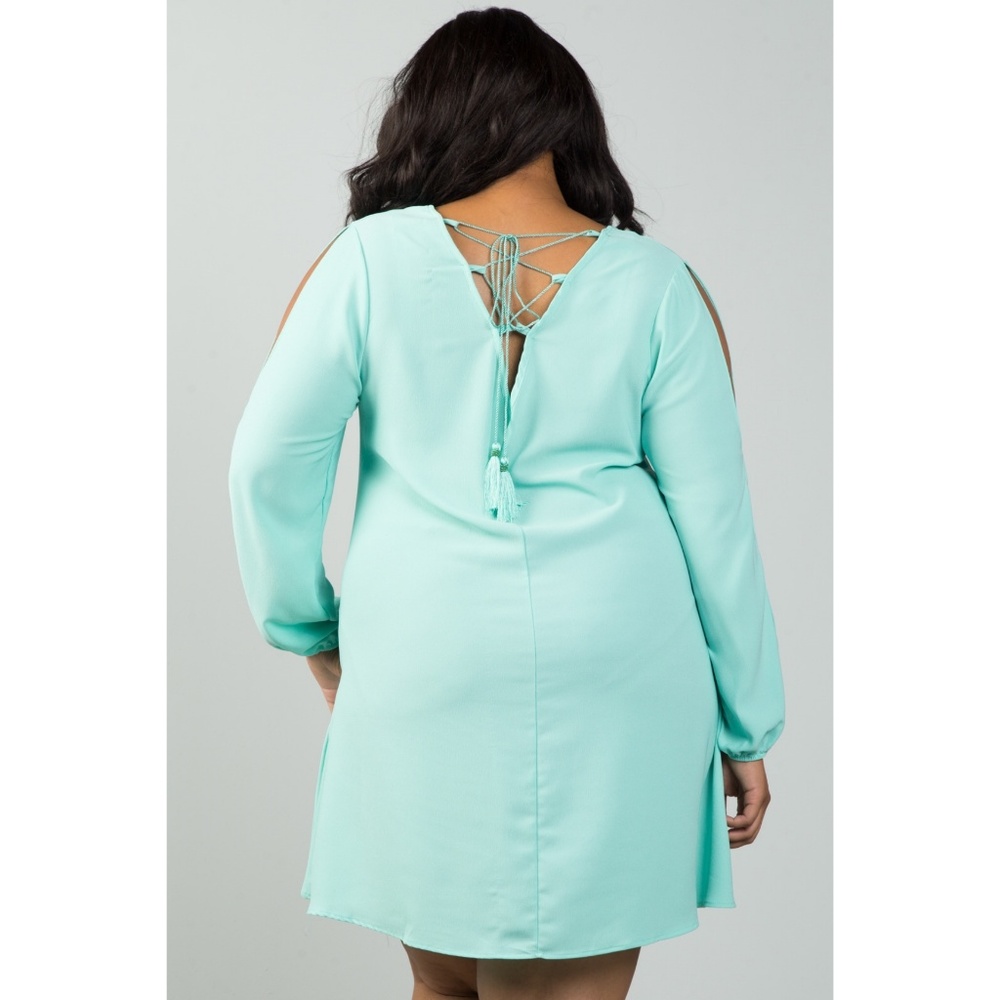 MINT SWING DRESS WITH SPLIT SLEEVE - Picture 2 of 6